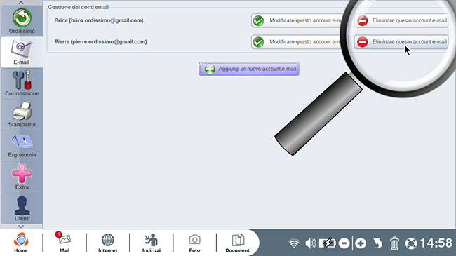 eliminare questo account e-mail