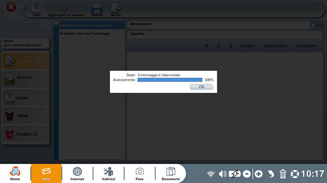 Avanzamento dell'invio dell'e-mail