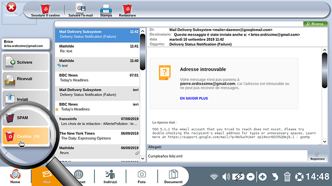cestino in Mail
