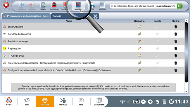 accedere alle pagine dei miei segnalibri